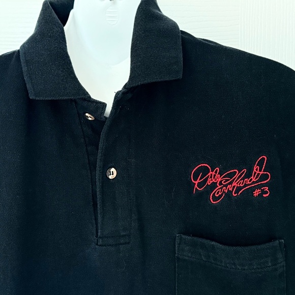 Dale Earnhardt #3 “The Intimidator” Black Polo w/Embroidered Signature - Picture 1 of 7